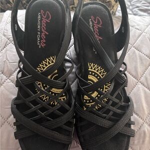 Skechers Black Multi-Strap Memory Foam Sandals